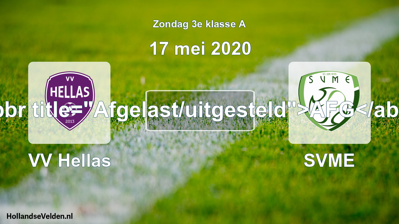 Scheduled Match: VV Hellas - SVME (17 May 2020)