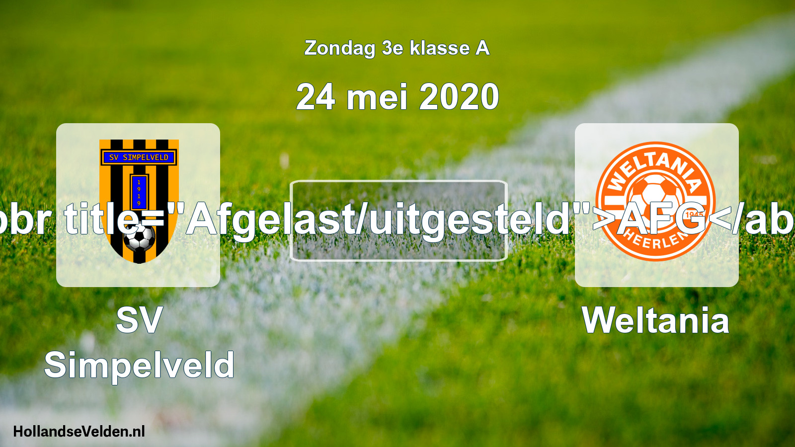 Scheduled Match: SV Simpelveld - Weltania (24 May 2020)