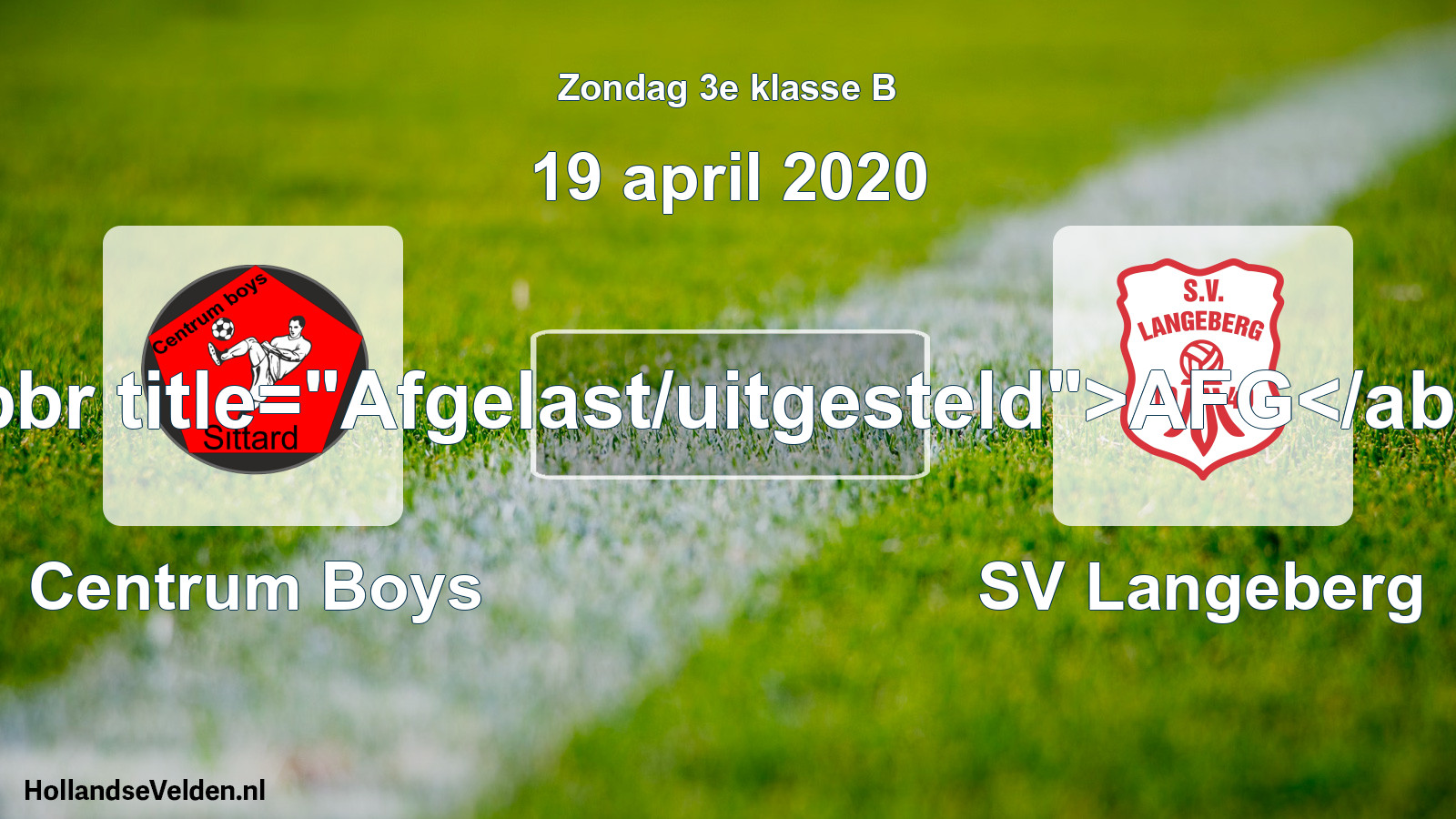 Scheduled Match: Centrum Boys - SV Langeberg (19 April 2020)