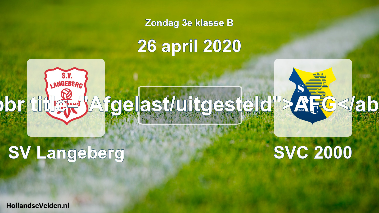 Scheduled Match: SV Langeberg - SVC 2000 (26 April 2020)