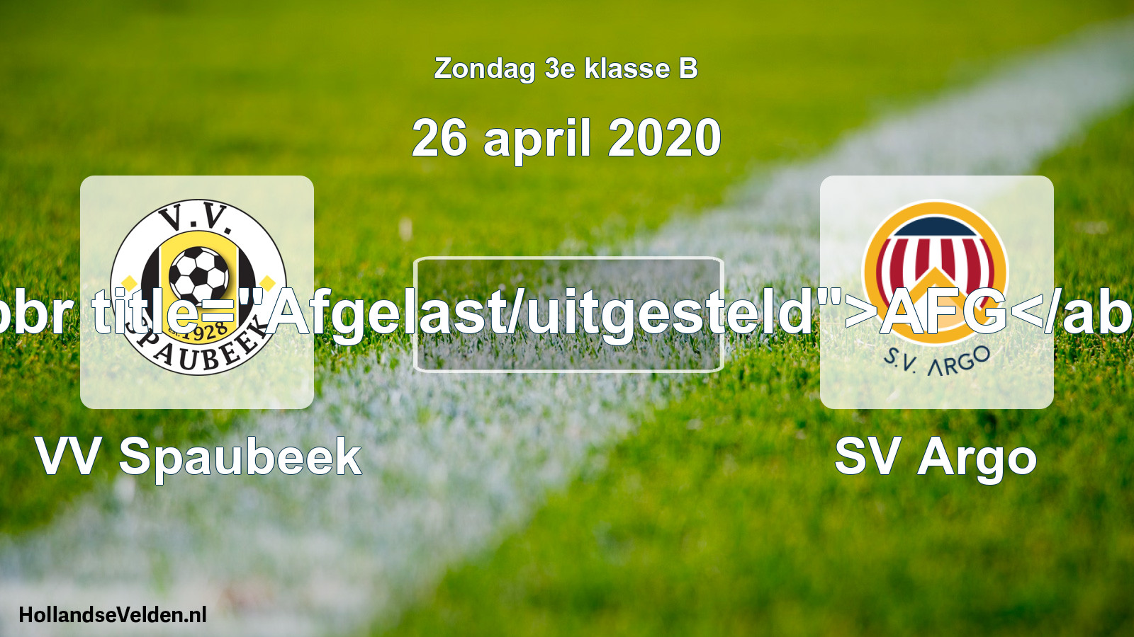 Scheduled Match: VV Spaubeek - SV Argo (26 April 2020)