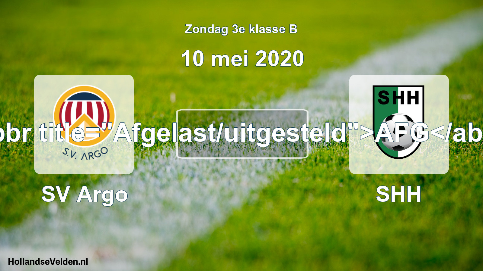 Scheduled Match: SV Argo - SHH (10 May 2020)