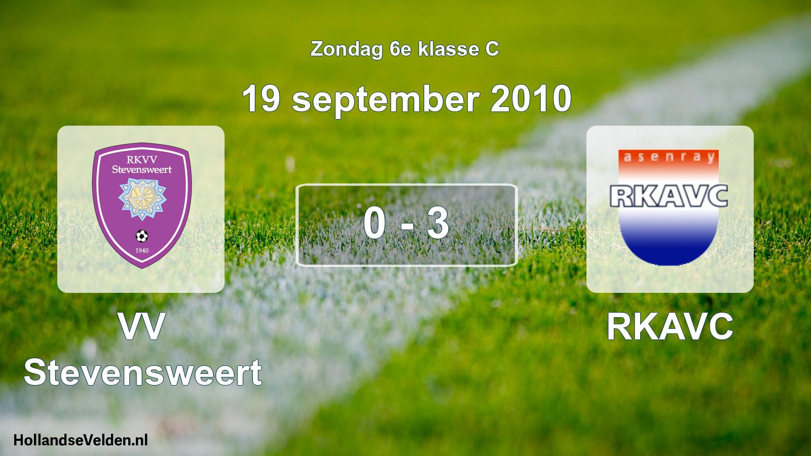 Total number of matches played: VV Stevensweert - RKAVC 0 - 3 (19 September 2010)