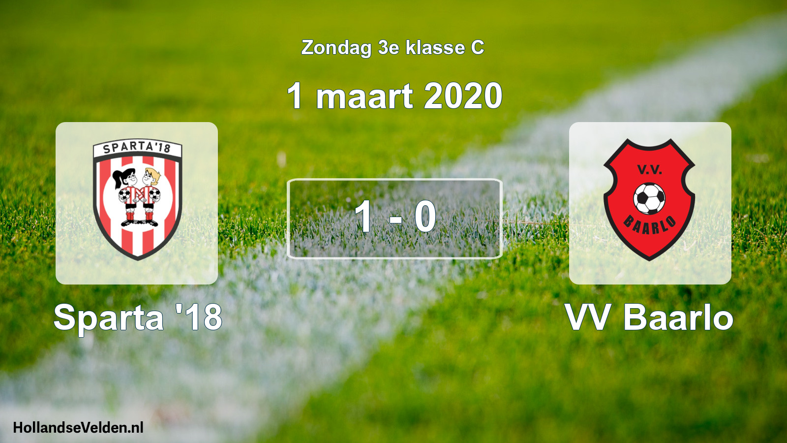 Total number of matches played: Sparta '18 - VV Baarlo 1 - 0 (1 March 2020)