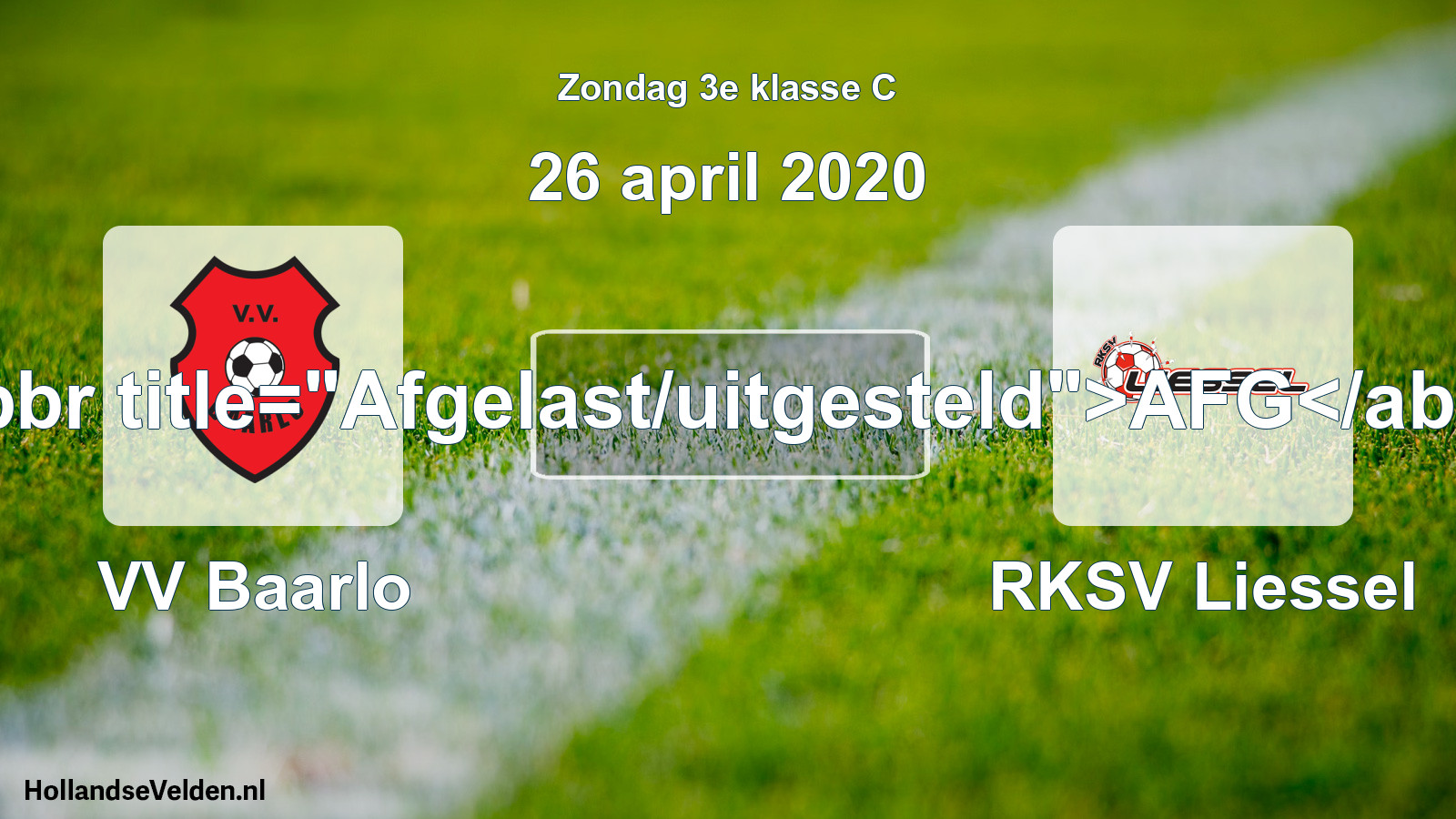 Scheduled Match: VV Baarlo - RKSV Liessel (26 April 2020)