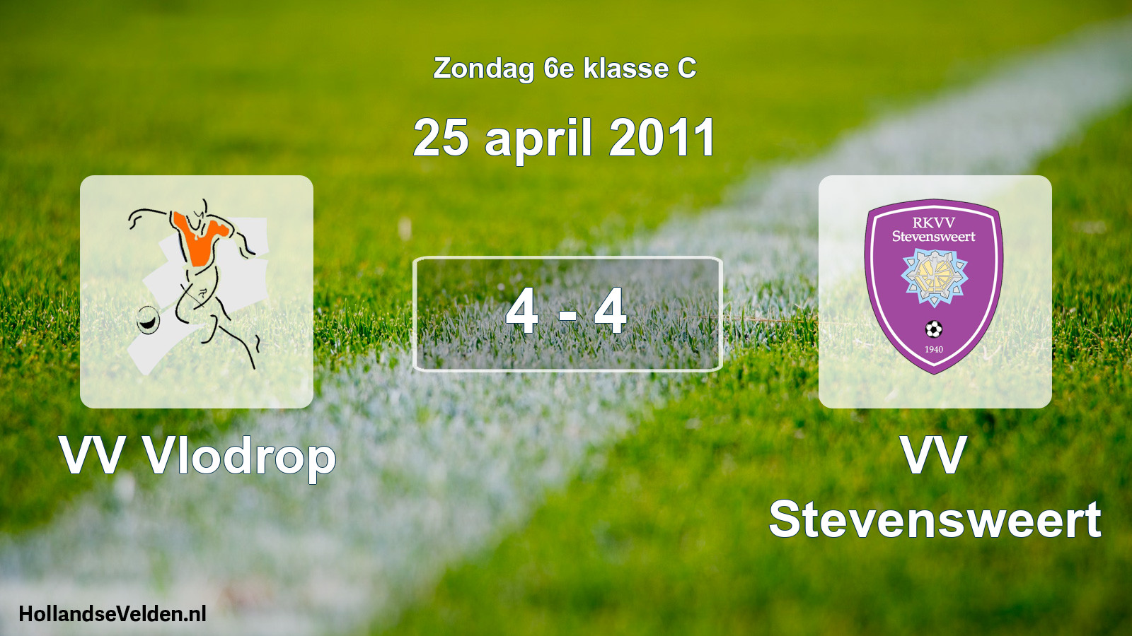 Total number of matches played: VV Vlodrop - VV Stevensweert 4 - 4 (25 April 2011)
