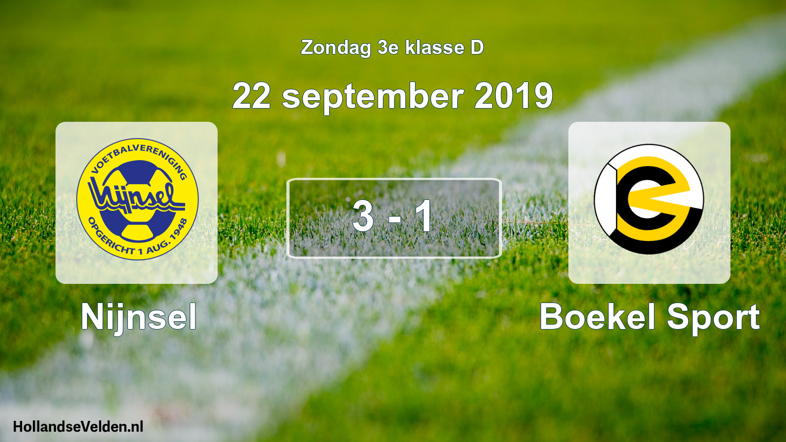 Total number of matches played: Nijnsel - Boekel Sport 3 - 1 (22 September 2019)