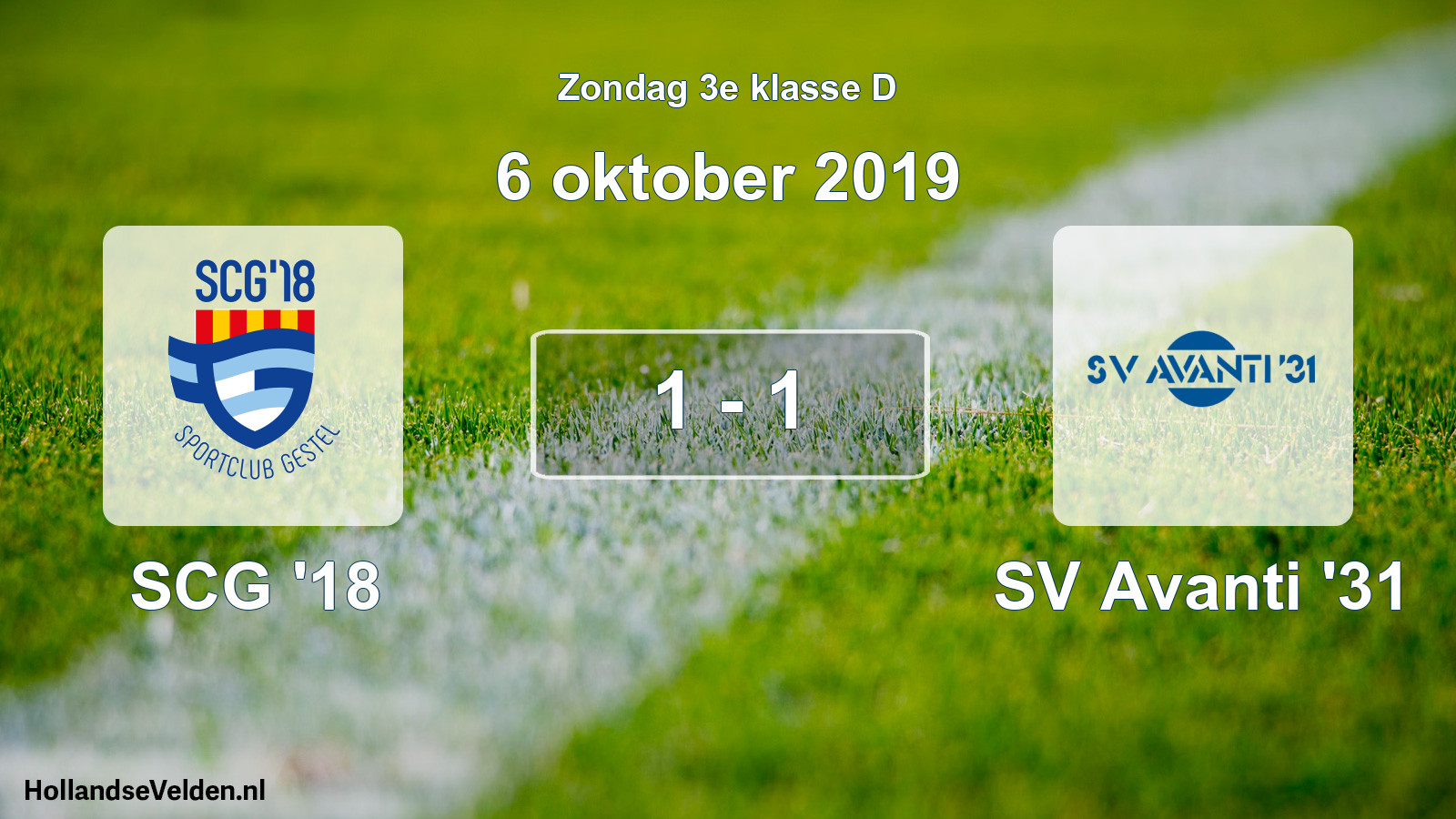 Total number of matches played: SCG '18 - SV Avanti '31 1 - 1 (6 October 2019)