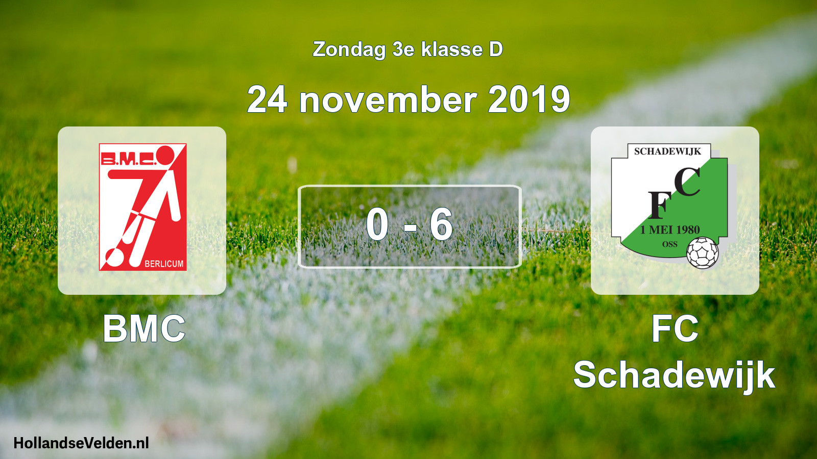 Total number of matches played: BMC - FC Schadewijk 0 - 6 (24 November 2019)
