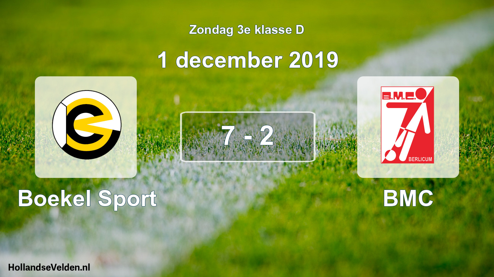 Total number of matches played: Boekel Sport - BMC 7 - 2 (1 December 2019)