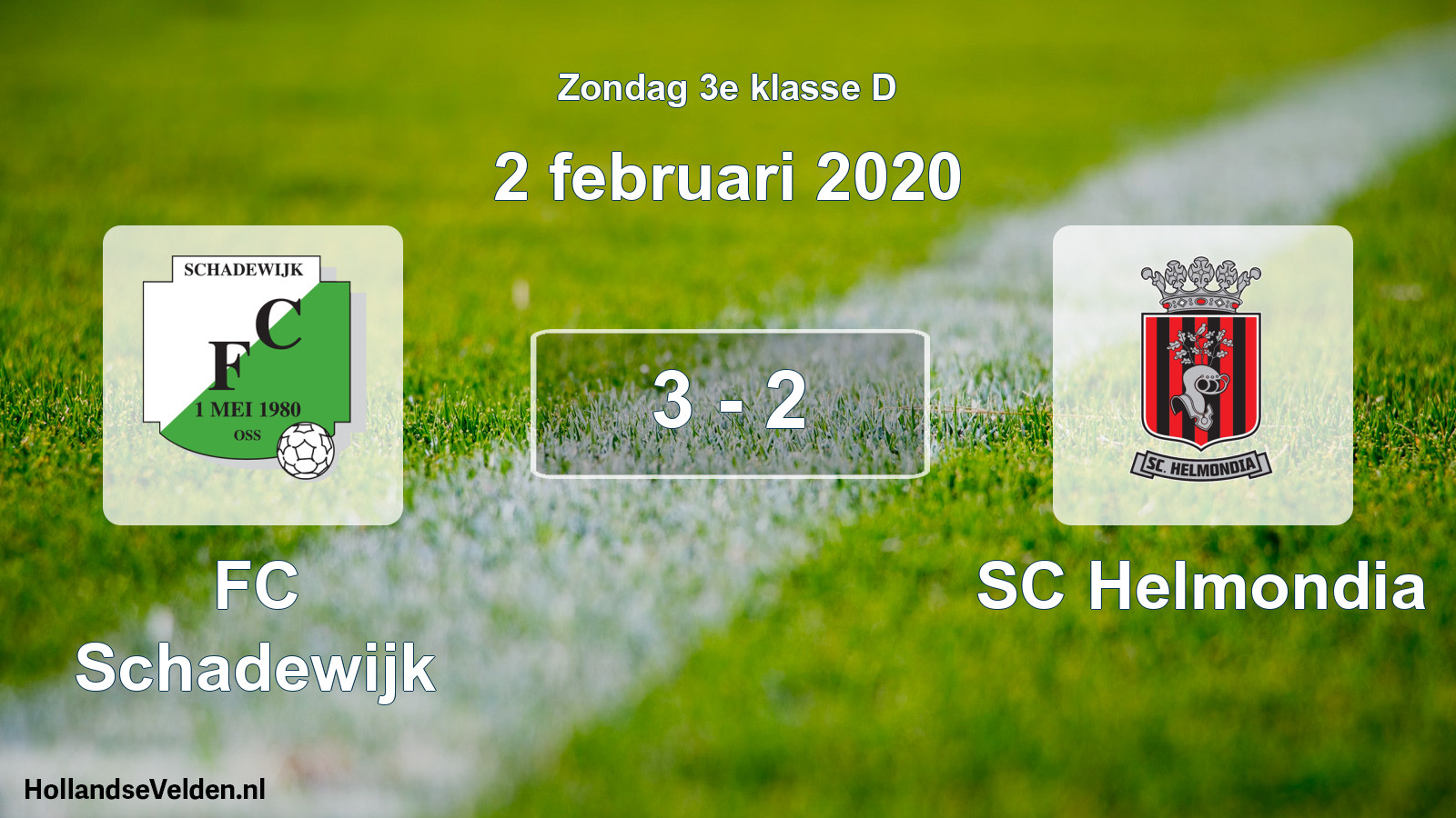 Total number of matches played: FC Schadewijk - SC Helmondia 3 - 2 (2 February 2020)