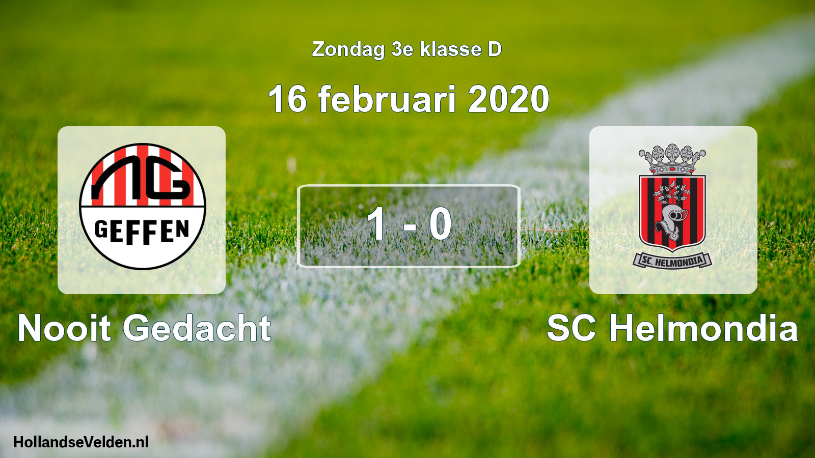 Total number of matches played: Nooit Gedacht - SC Helmondia 1 - 0 (16 February 2020)