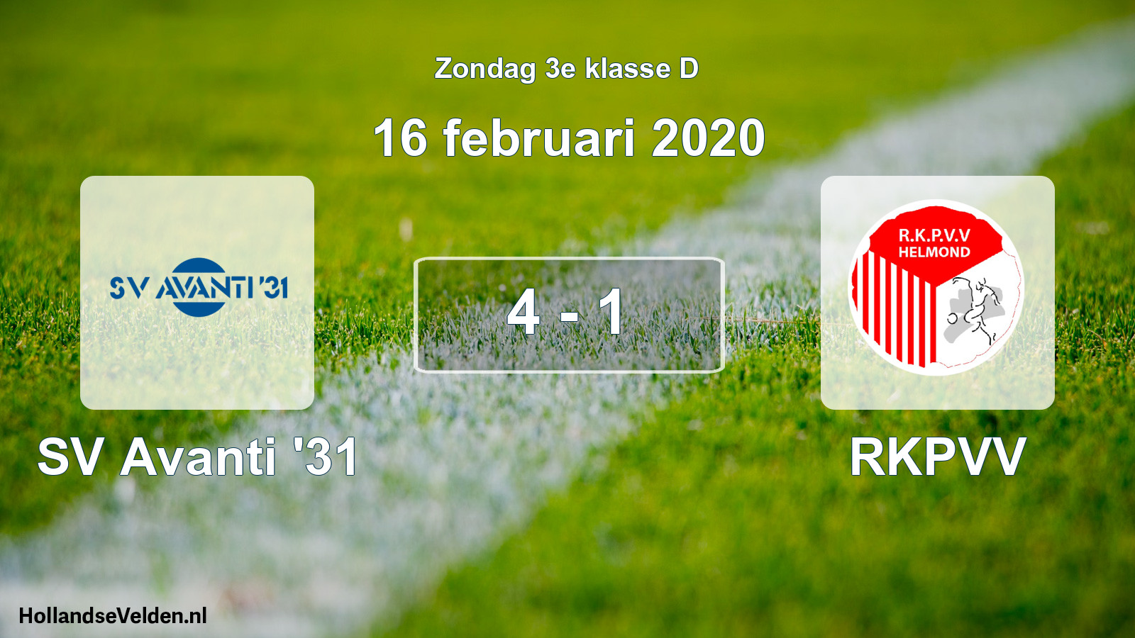 Total number of matches played: SV Avanti '31 - RKPVV 4 - 1 (16 February 2020)