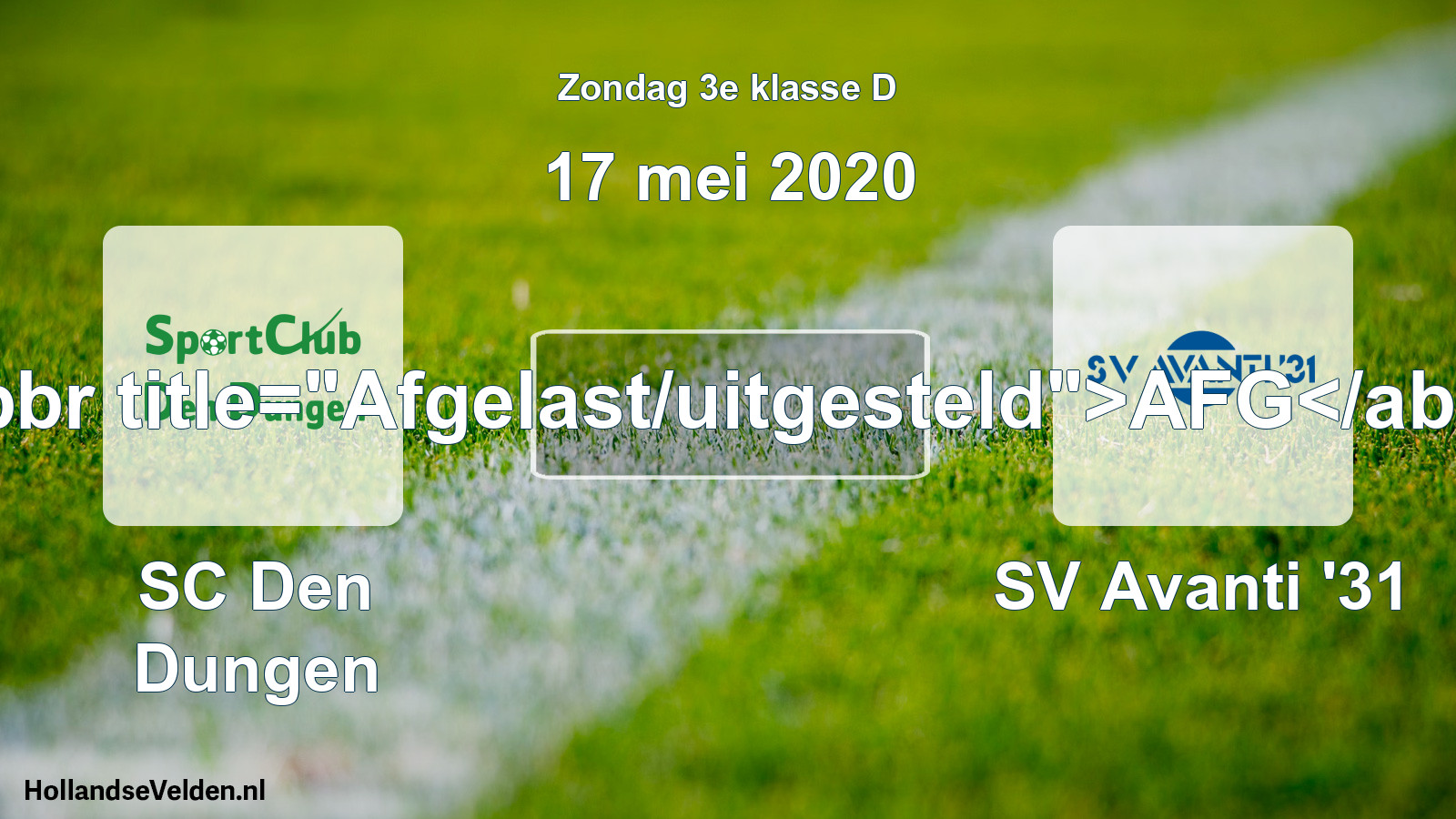 Scheduled Match: SC Den Dungen - SV Avanti '31 (17 May 2020)