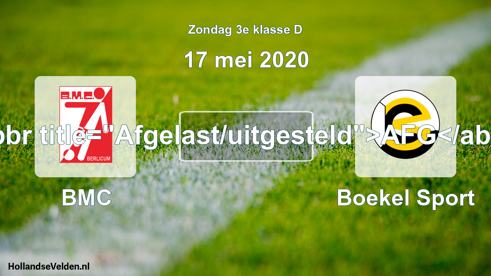 Scheduled Match: BMC - Boekel Sport (17 May 2020)