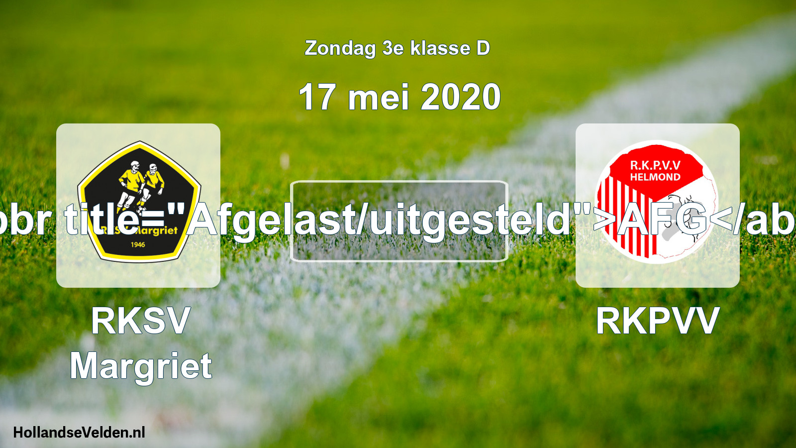 Scheduled Match: RKSV Margriet - RKPVV (17 May 2020)