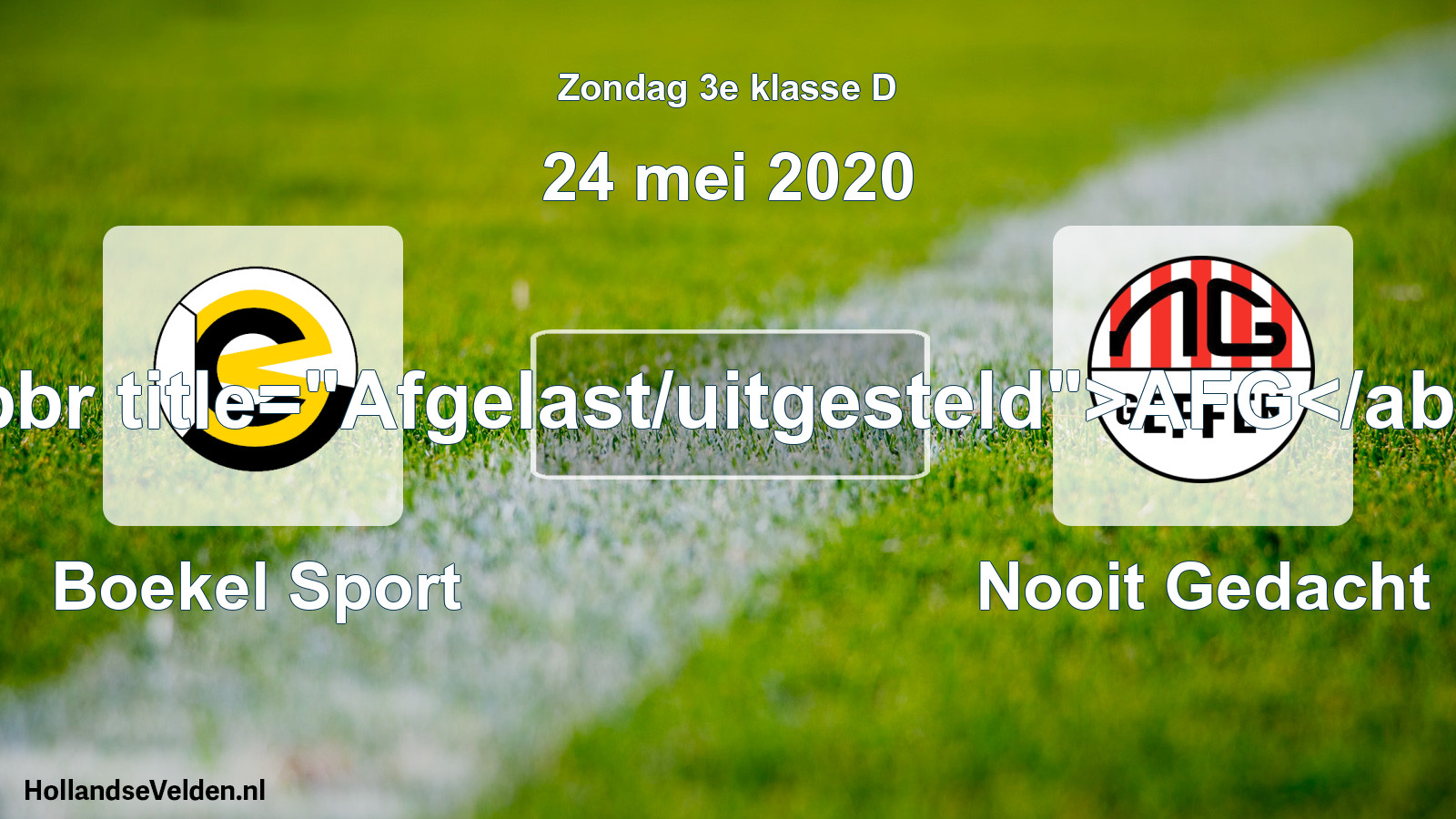 Scheduled Match: Boekel Sport - Nooit Gedacht (24 May 2020)