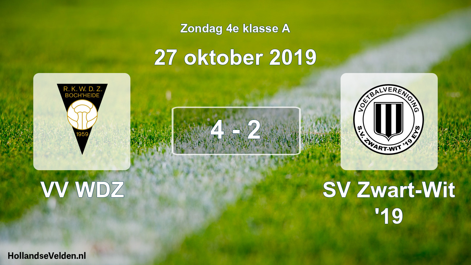 Total number of matches played: VV WDZ - SV Zwart-Wit '19 4 - 2 (27 October 2019)
