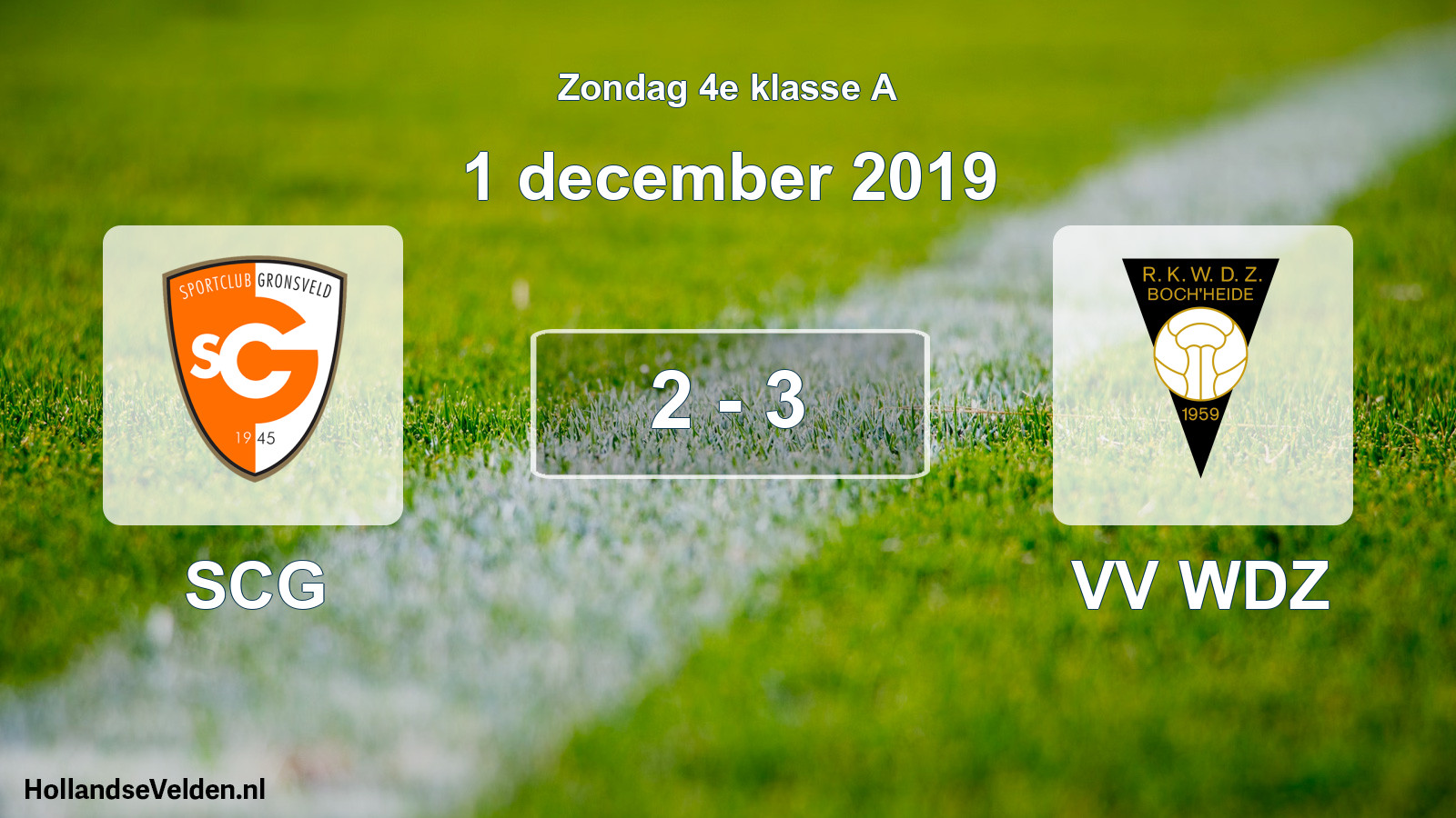 Total number of matches played: SCG - VV WDZ 2 - 3 (1 December 2019)
