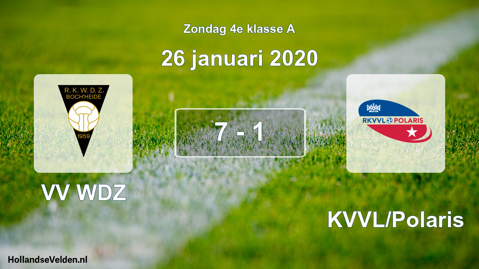 Total number of matches played: VV WDZ - RKVVL/Polaris 7 - 1 (26 January 2020)