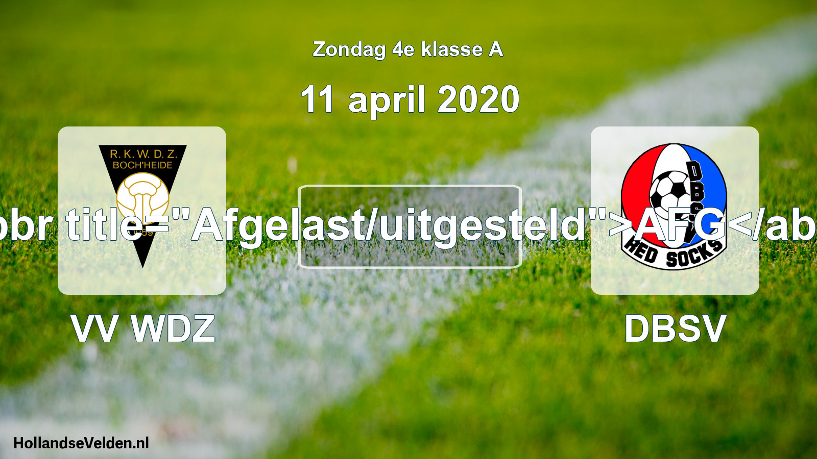 Scheduled Match: VV WDZ - DBSV (11 April 2020)