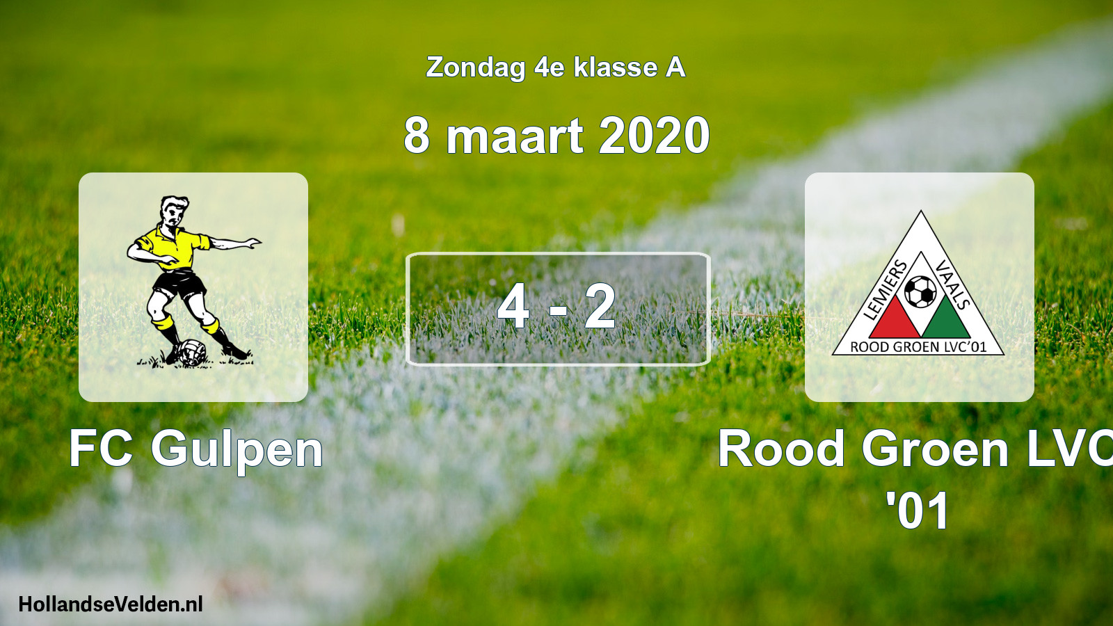 Total number of matches played: FC Gulpen - Rood Groen LVC '01 4 - 2 (8 March 2020)