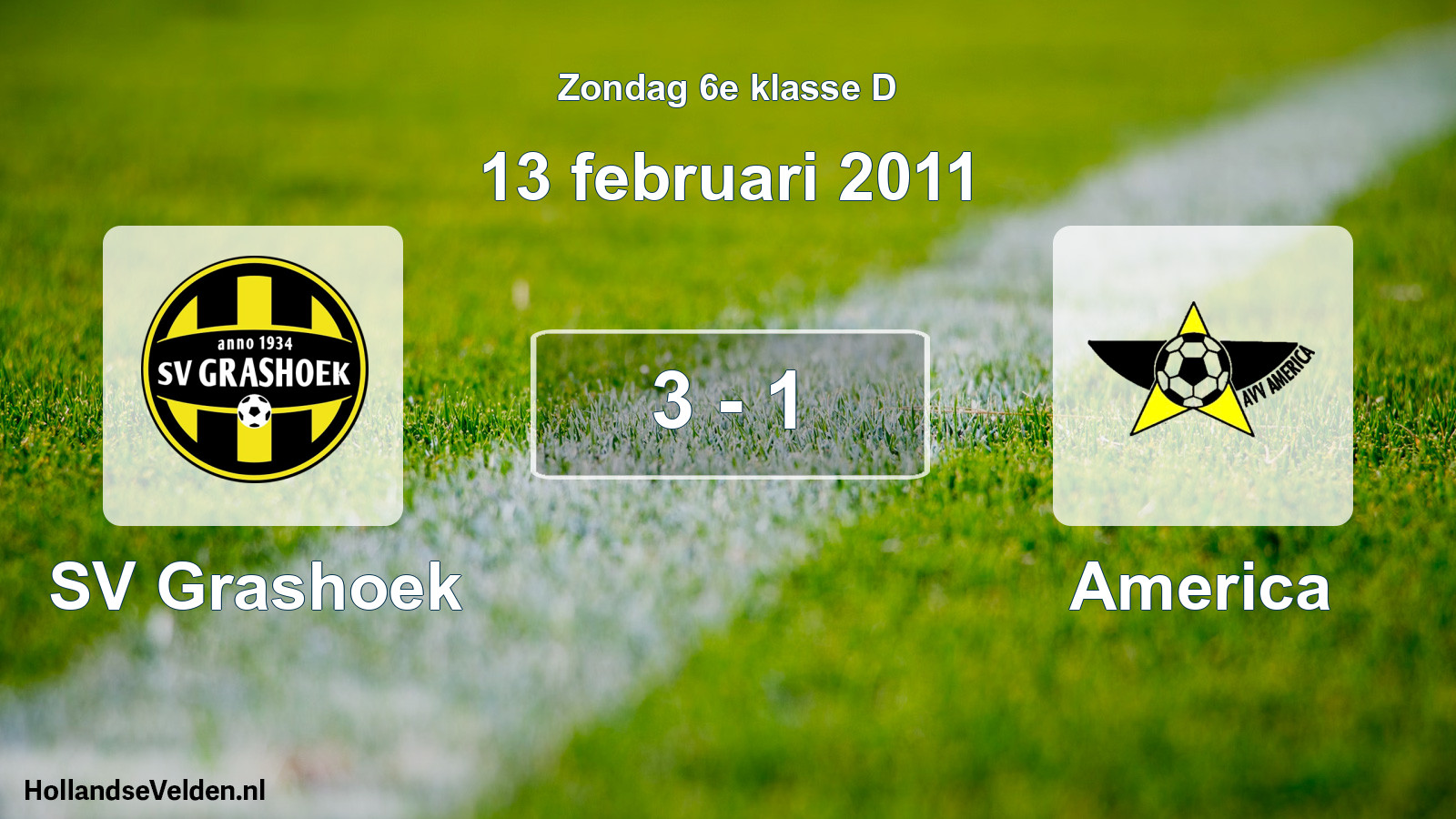 Total number of matches played: SV Grashoek - America 3 - 1 (13 February 2011)