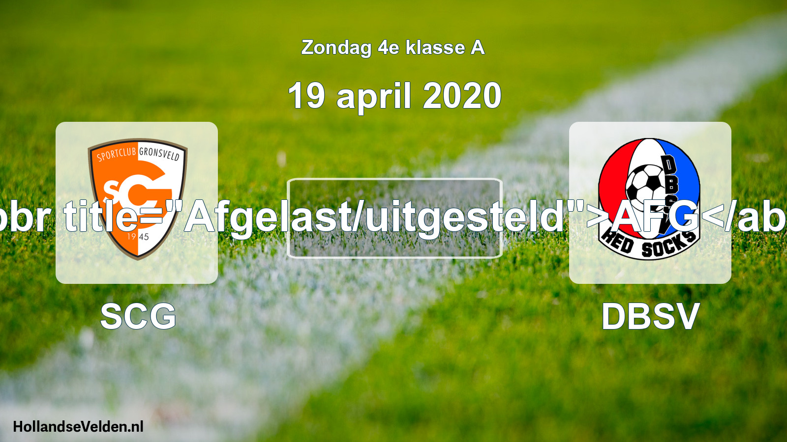 Scheduled Match: SCG - DBSV (19 April 2020)
