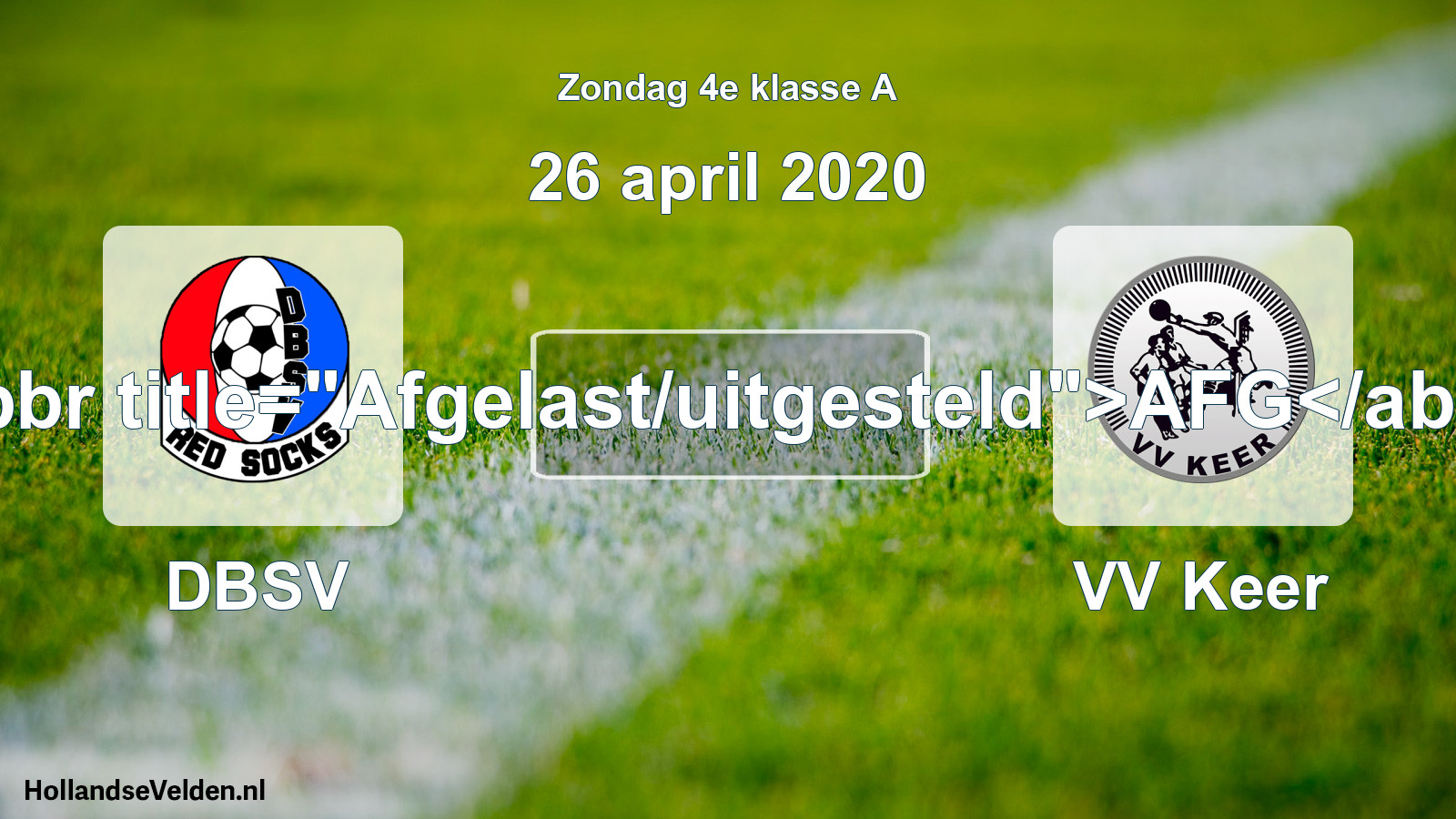 Scheduled Match: DBSV - VV Keer (26 April 2020)