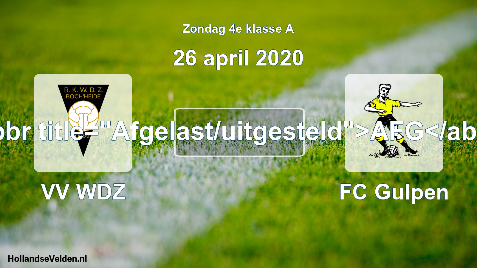 Scheduled Match: VV WDZ - FC Gulpen (26 April 2020)