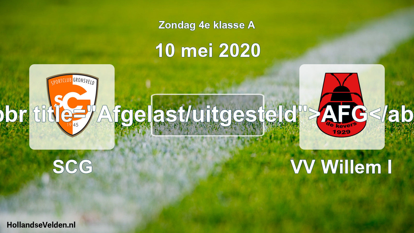 Scheduled Match: SCG - VV Willem I (10 May 2020)