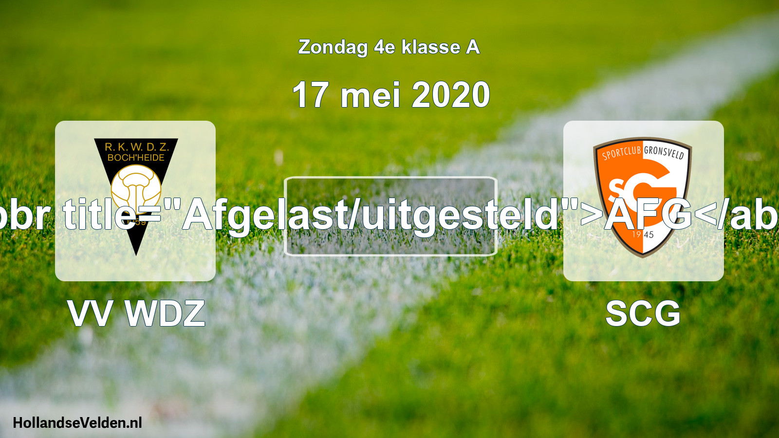 Scheduled Match: VV WDZ - SCG (17 May 2020)