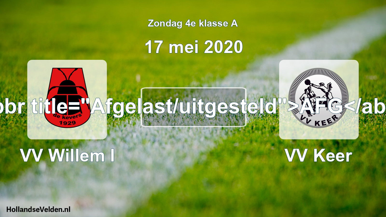 Scheduled Match: VV Willem I - VV Keer (17 May 2020)