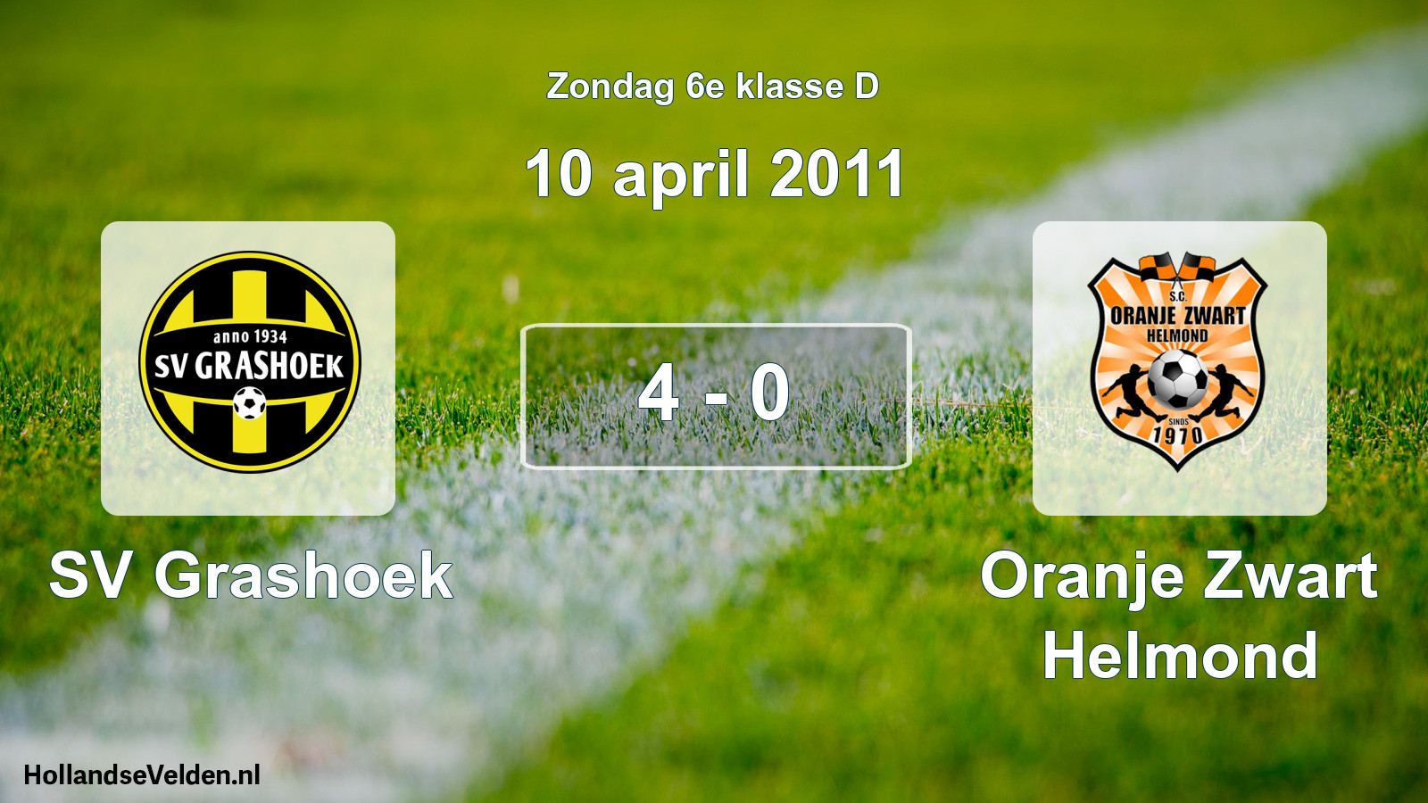 Total number of matches played: SV Grashoek - Oranje Zwart Helmond 4 - 0 (10 April 2011)