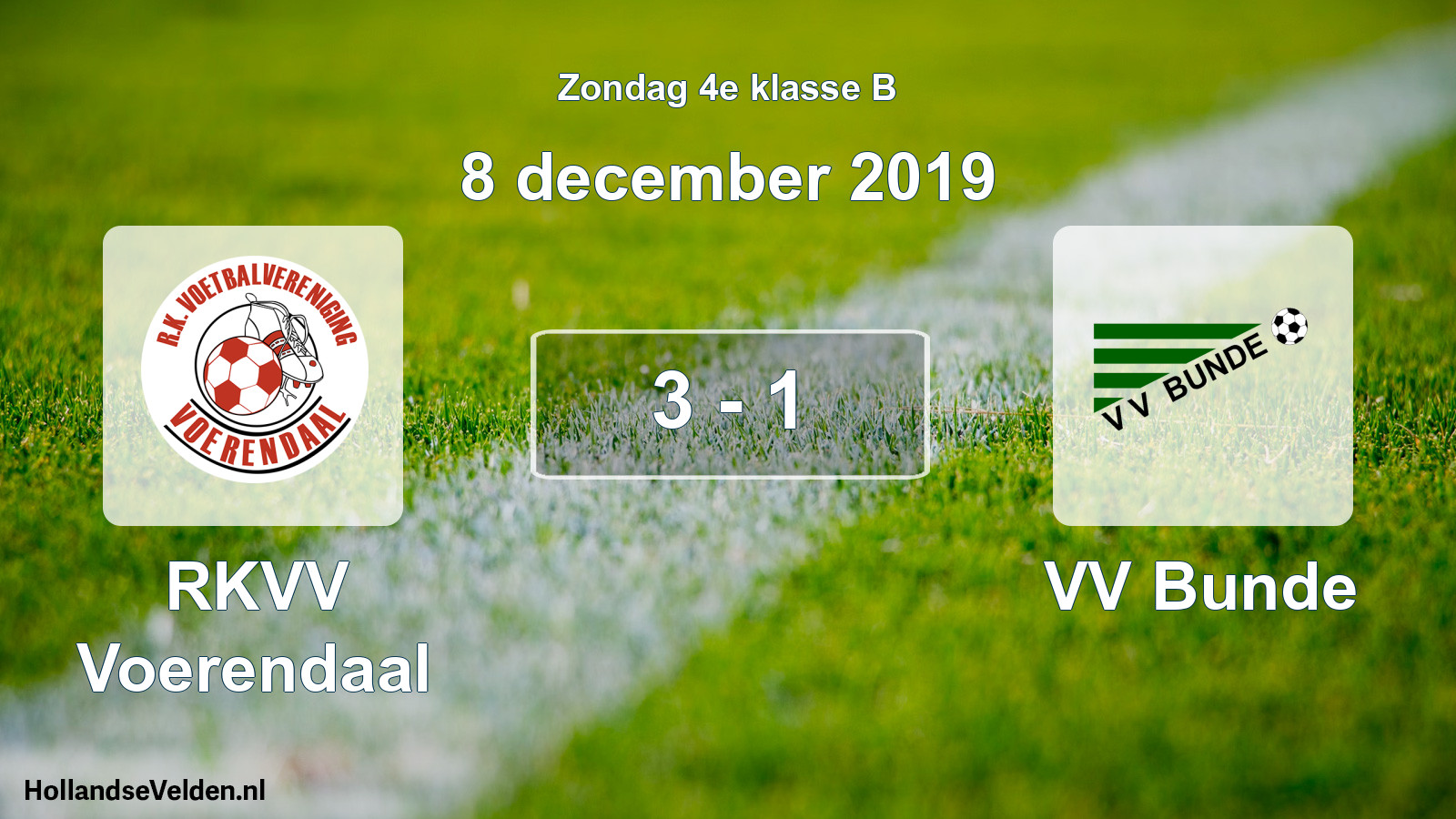 Total number of matches played: RKVV Voerendaal - VV Bunde 3 - 1 (8 December 2019)