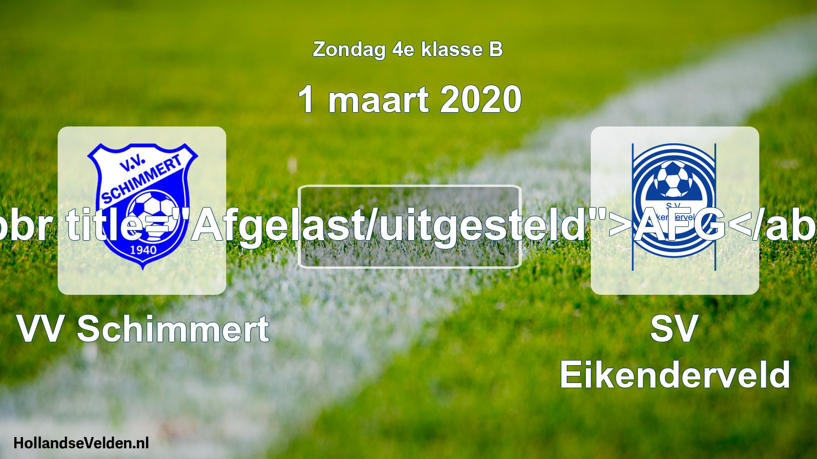 Scheduled Match: VV Schimmert - SV Eikenderveld (1 March 2020)