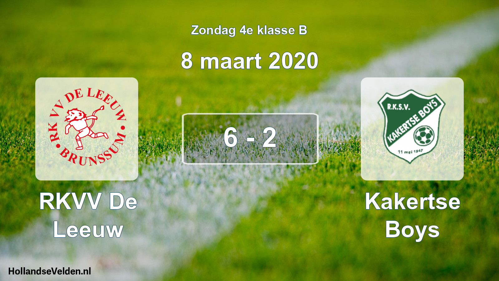 Total number of matches played: RKVV De Leeuw - Kakertse Boys 6 - 2 (8 March 2020)