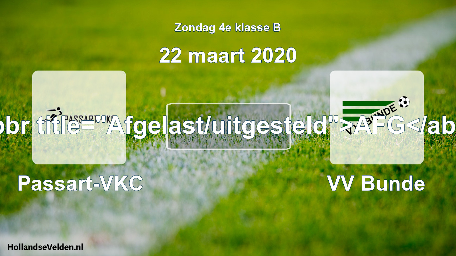 Scheduled Match: Passart-VKC - VV Bunde (22 March 2020)