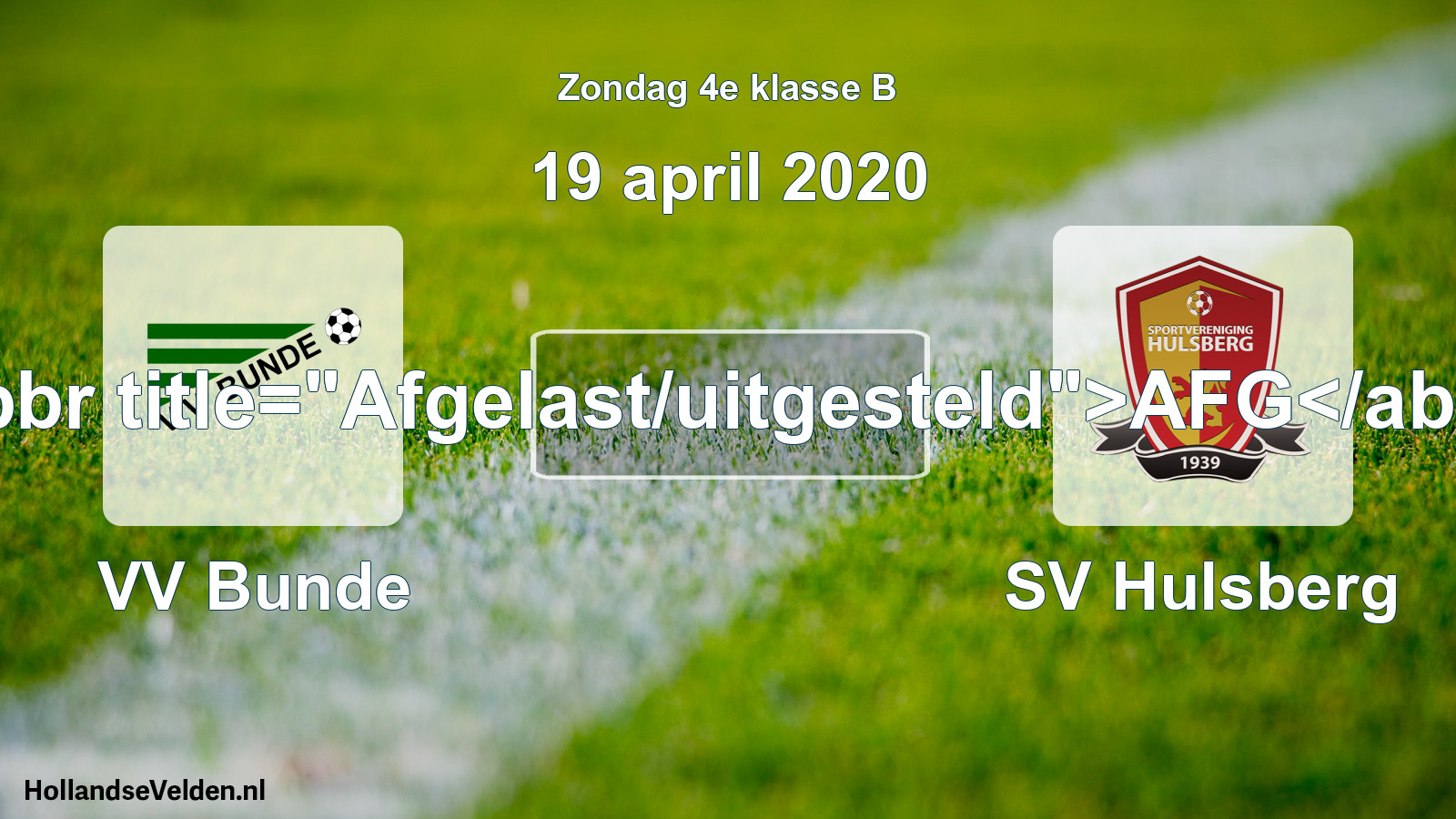 Scheduled Match: VV Bunde - SV Hulsberg (19 April 2020)