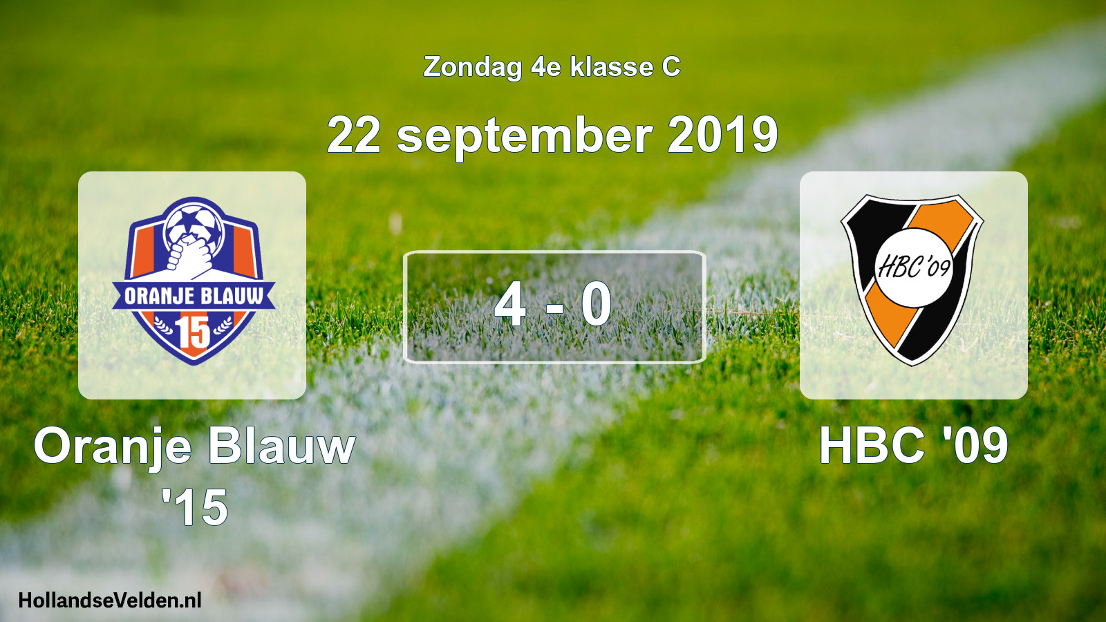 Total number of matches played: Oranje Blauw '15 - HBC '09 4 - 0 (22 September 2019)
