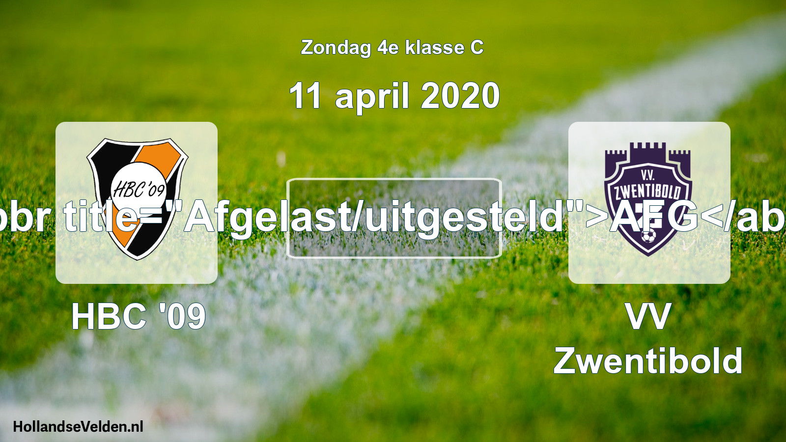 Scheduled Match: HBC '09 - VV Zwentibold (11 April 2020)