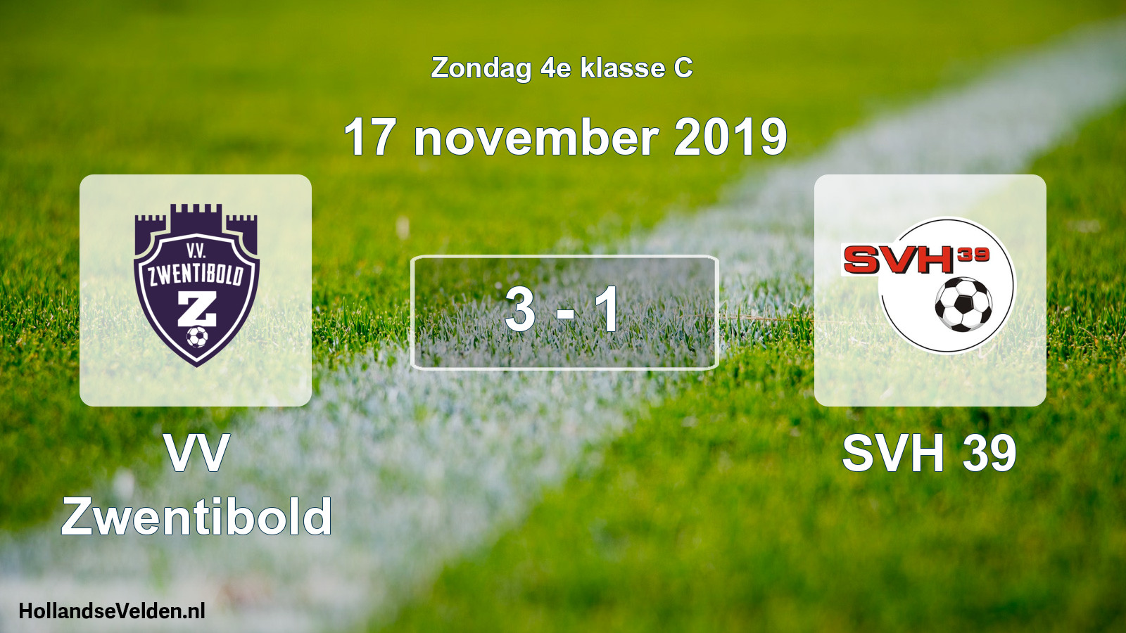 Total number of matches played: VV Zwentibold - SVH 39 3 - 1 (17 November 2019)
