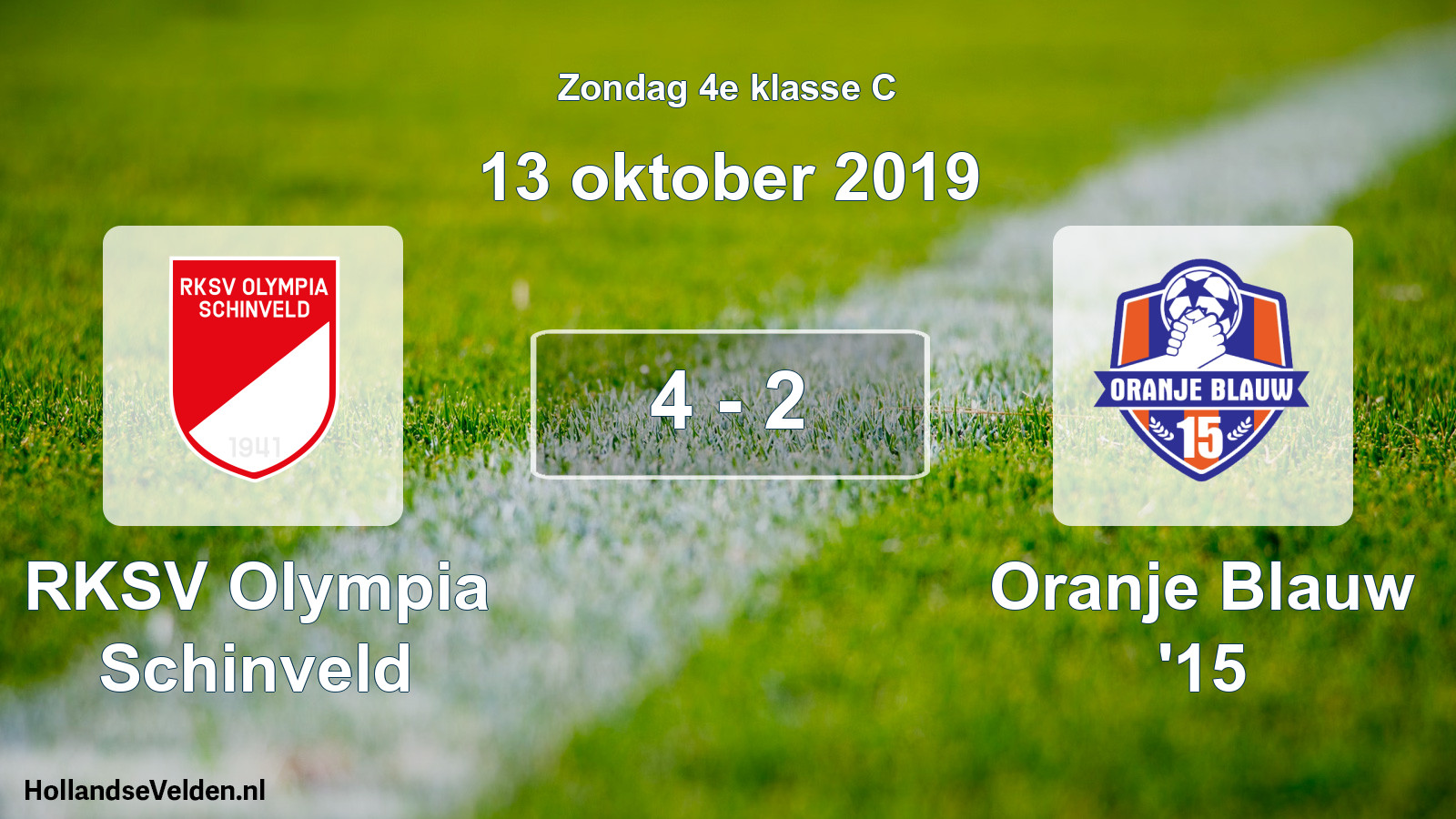 Total number of matches played: RKSV Olympia Schinveld - Oranje Blauw '15 4 - 2 (13 October 2019)