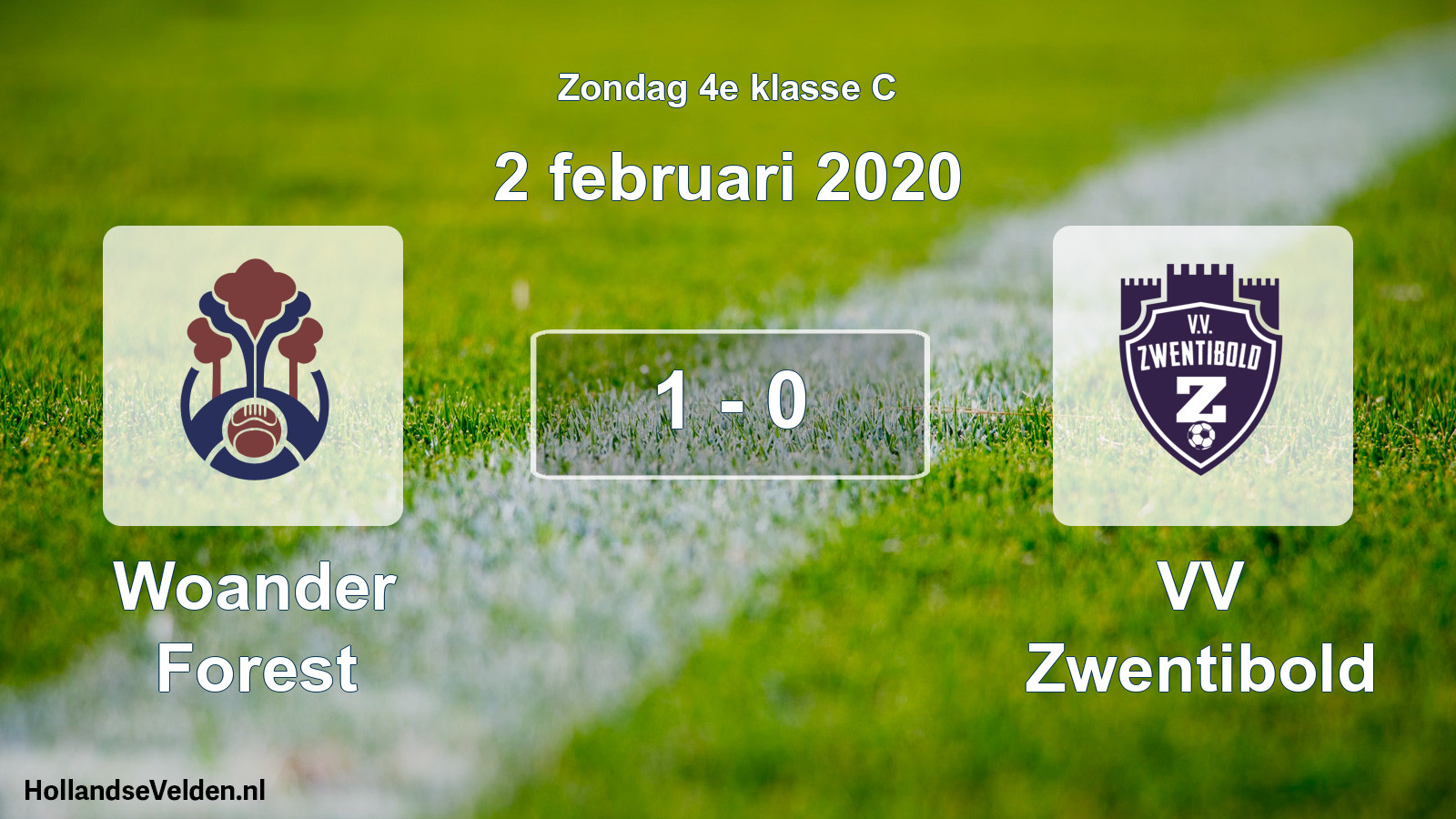 Total number of matches played: Woander Forest - VV Zwentibold 1 - 0 (2 February 2020)