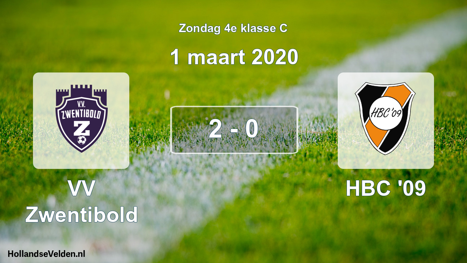 Total number of matches played: VV Zwentibold - HBC '09 2 - 0 (1 March 2020)