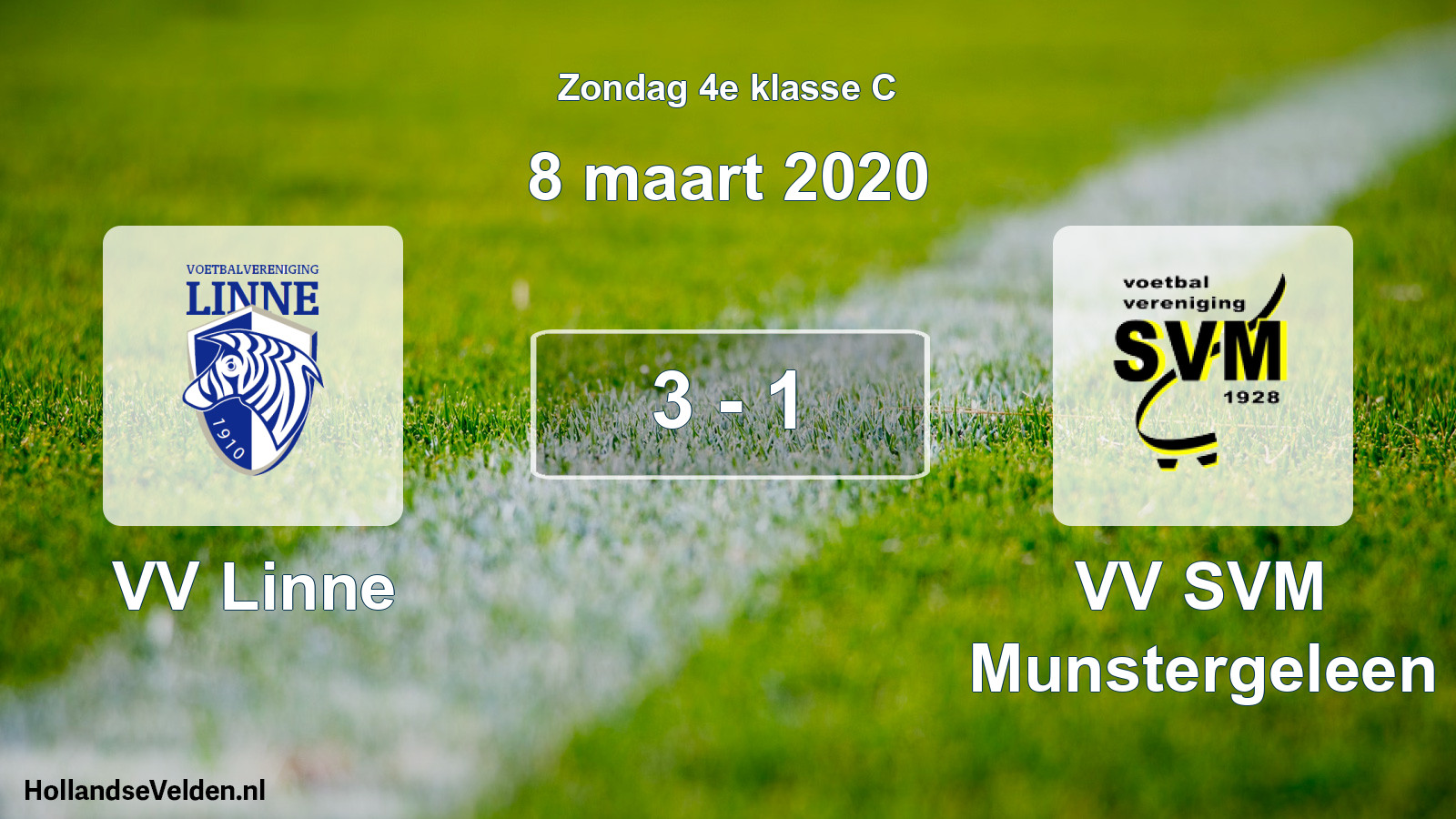 Total number of matches played: VV Linne - VV SVM Munstergeleen 3 - 1 (8 March 2020)
