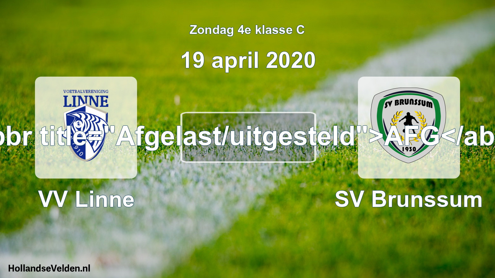 Scheduled Match: VV Linne - SV Brunssum (19 April 2020)