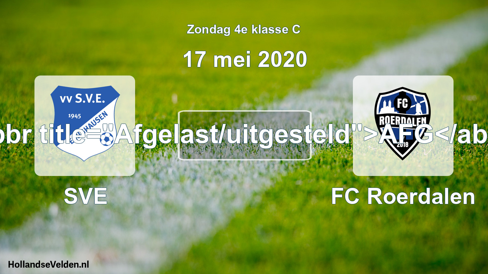 Scheduled Match: SVE - FC Roerdalen (17 May 2020)