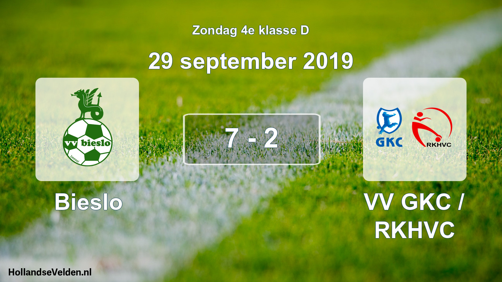 Total number of matches played: Bieslo - VV GKC / RKHVC 7 - 2 (29 September 2019)