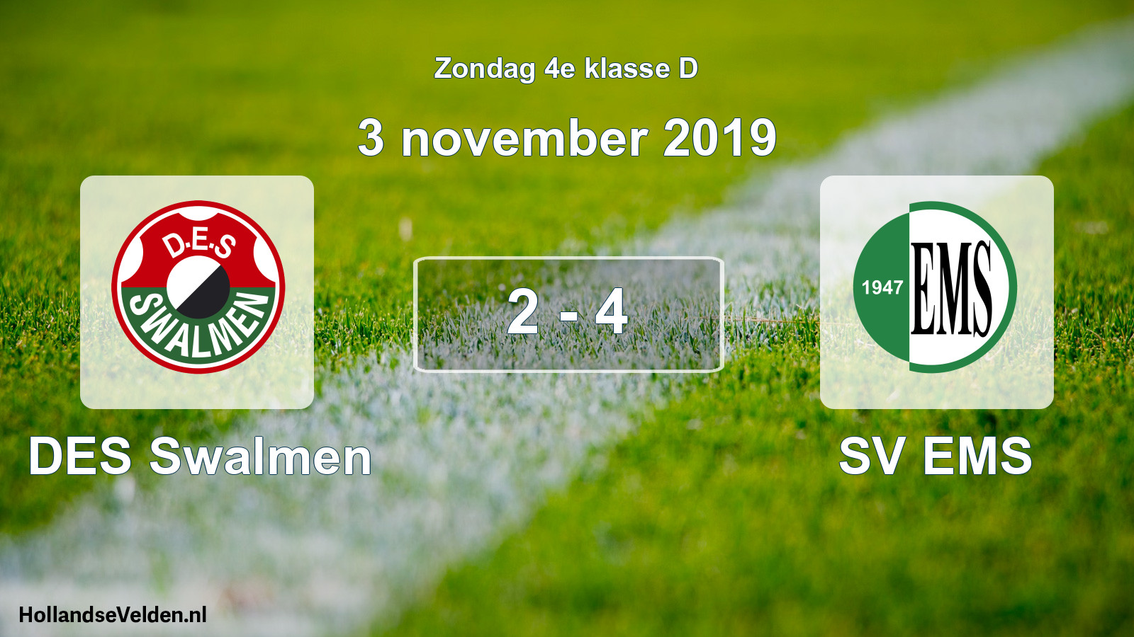Total number of matches played: DES Swalmen - SV EMS 2 - 4 (3 November 2019)
